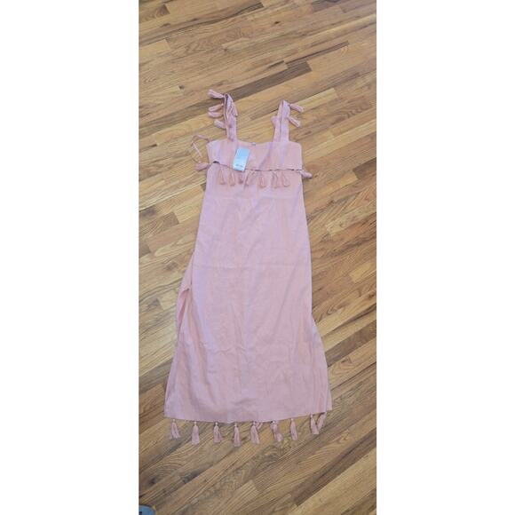 NWT Antonio Melani Nat Note Linen Maxi Dress Cece Tassel Women's 12 Pink NWI - Picture 14 of 16